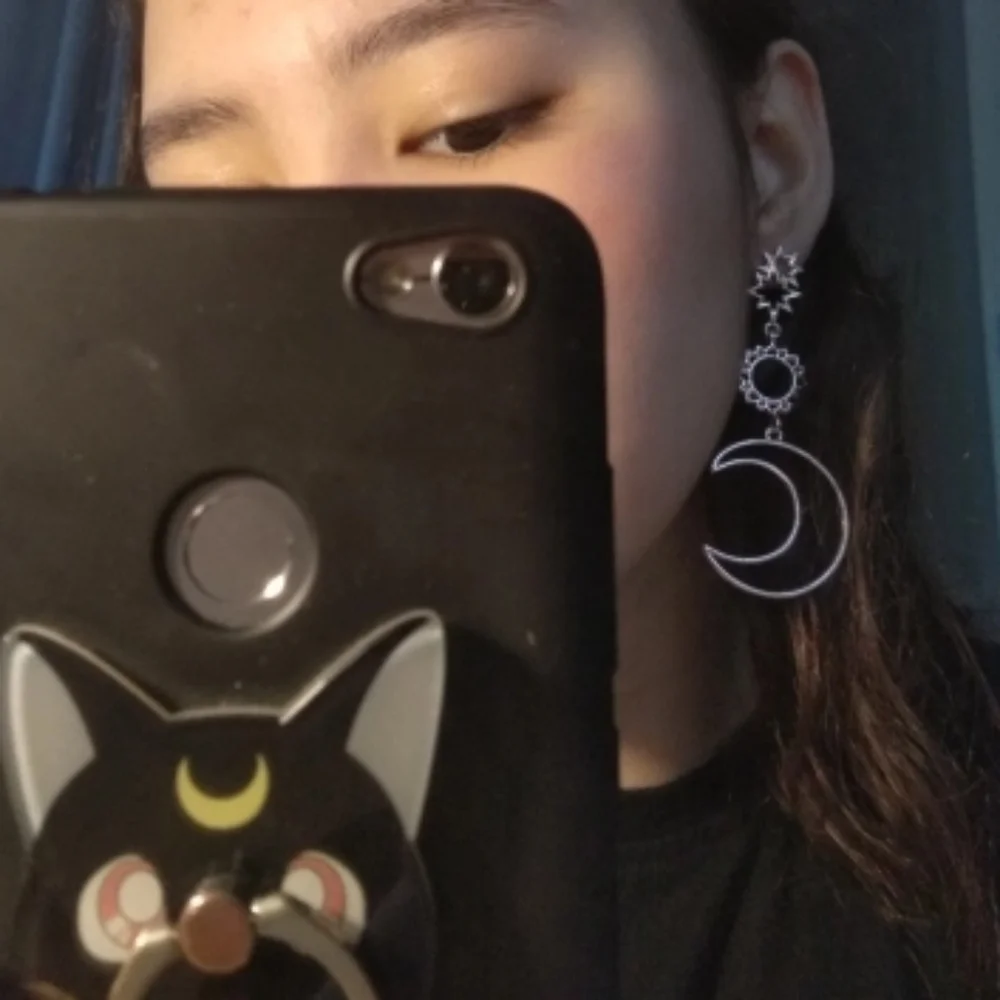 Gold Sun & Moon Dangle Earrings